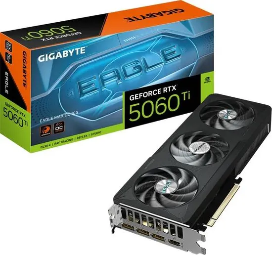 Видеокарта GeForce RTX 5060 Ti, 16Gb GDDR7 128bit, Gigabyte RTX 5060 Ti Eagle MAX OC 16G GV-N506TEAGLEMAX OC-16GD, RTL