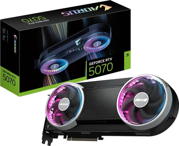 Видеокарта GeForce RTX 5070, 12Gb GDDR7 192bit, Gigabyte RTX 5070 AORUS INFINITY 12G GV-N5070AORUS IF-12GD, RTL