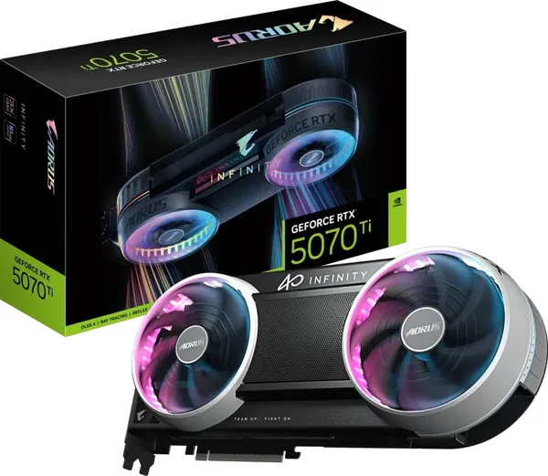 Видеокарта GeForce RTX 5070 Ti, 16Gb GDDR7 256bit, Gigabyte RTX 5070 Ti Aorus Infinity 16G GV-N507TAORUS IF-16GD, RTL