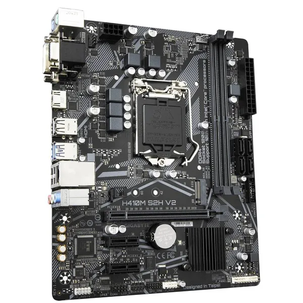Материнская плата Gigabyte H410M S2H V2, LGA1200, (VGA, DVI, HDMI), 2xDDR IV, mATX (ТОЛЬКО В СОСТАВЕ ПЭВМ)