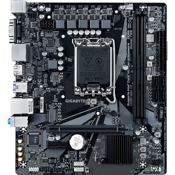 Материнская плата GigaByte H610M H V2, LGA1700, (VGA, HDMI), 2xDDR V, mATX (ТОЛЬКО В СОСТАВЕ ПЭВМ)