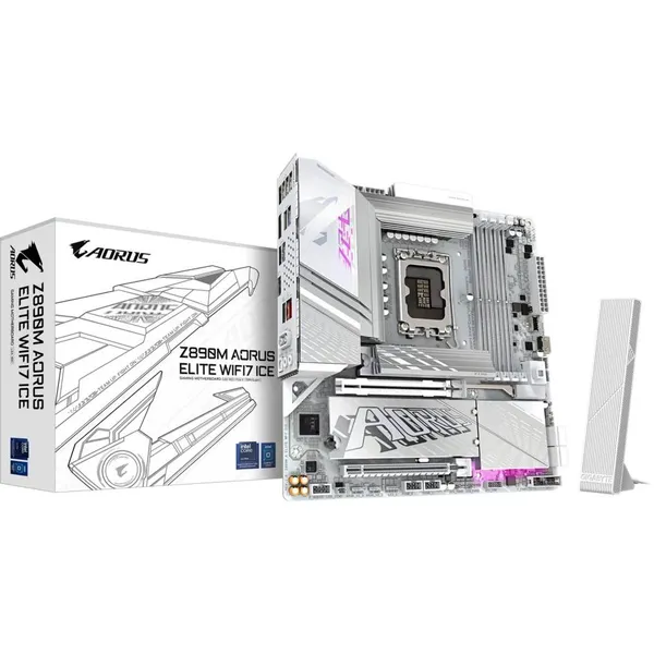 Материнская плата Gigabyte Z890M AORUS ELITE WIFI7 ICE, LGA1851, (DP), 4xDDR V, mATX