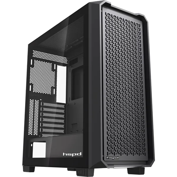 Корпус HSPD F750-TGBK Black, без БП, ATX