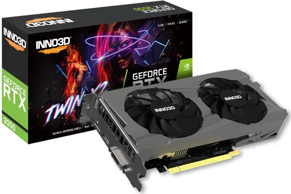 Видеокарта GeForce RTX 3050, 6Gb GDDR6 96bit, Inno3D Twin X2 N30502-06D6-1711VA60, RTL