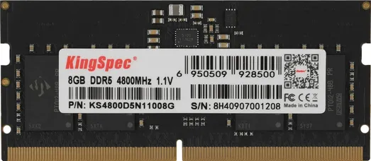 Оперативная память для ноутбука 8Gb Kingspec KS4800D5N11008G, SODIMM DDR V, PC-38400, 4800MHz