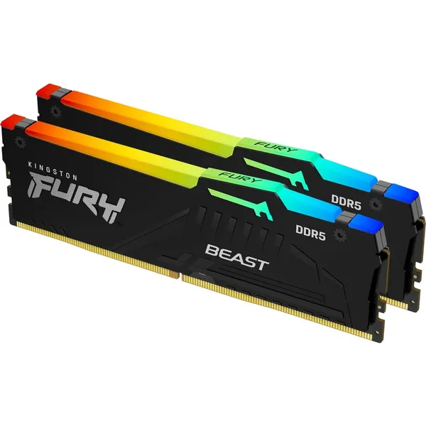 Оперативная память 64Gb Kingston FURY Beast RGB KF552C40BB2AK2-64, DDR V, PC-41600, 5200MHz, kit 2x32Gb