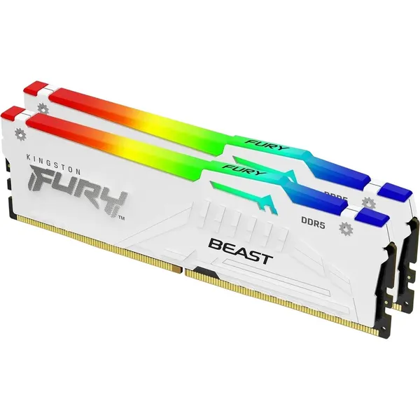 Оперативная память 32Gb Kingston FURY Beast RGB White KF564C32BWEAK2-32, DDR V, PC-51200, 6400MHz, kit 2x16Gb