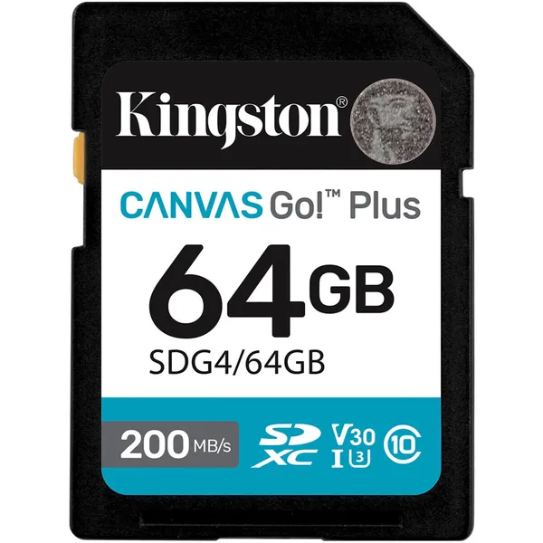 Карта памяти 64Gb Kingston Canvas Go! Plus SDG4/64GB, SD, SDXC Class 10, UHS-I U3
