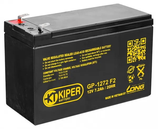 12V / 7.2Ah, аккумулятор для UPS, Kiper GP-1272 28W (F1)