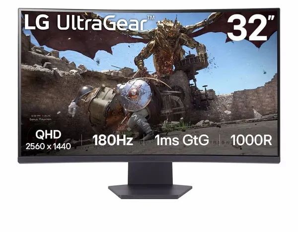 Монитор 31.5" LG 32GS60QC-B, 2560x1440, VA, 180Hz (2xHDMI, DP)