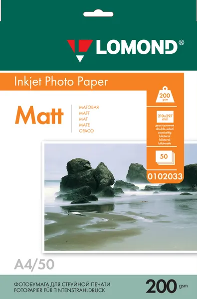 Фотобумага Lomond 0102033 A4/200г/м2/50л./белый матовое/матовое для струйной печати