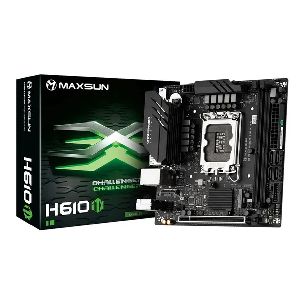Материнская плата Maxsun Challenger H610 ITX 2LAN V3, LGA1700, (2xHDMI, DP), 2xDDR IV, mini-ITX