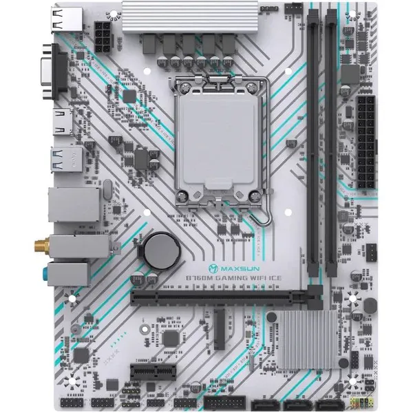 Материнская плата Maxsun MS-B760M GAMING WIFI ICE, LGA1700, (VGA, HDMI), 2xDDR V, mATX