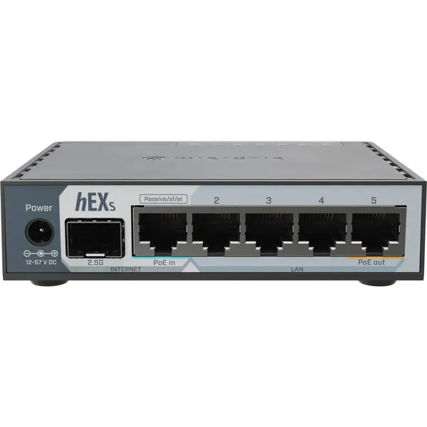 Роутер MikroTik hEX S Router E60iUGS, 1774MBps, 5xLAN 1Gbps, 1xSFP 2.5Gbps, WAN, PoE