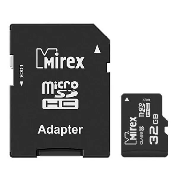 Карта памяти 32Gb Mirex 13613-ADSUHS32, SD Micro, SDHC Class 10, UHS-I U1, переходник