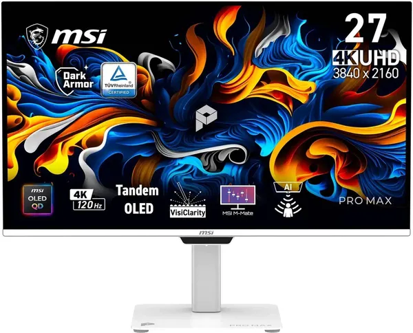 Монитор 27" MSI Pro Max 271UPXW12G, 3840x2160, OLED, 120Hz, Speakers (2xHDMI, DP) (9S6-3PF9CA-013)