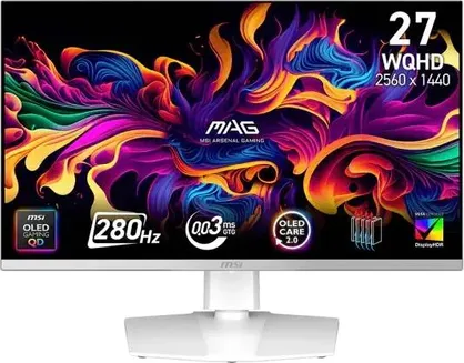Монитор 27" MSI MAG 272QPW QD-OLED X28 White, 2560x1440, OLED, 280Hz (2xHDMI, DP, USB Type-C) (9S6-3CD79A-047)