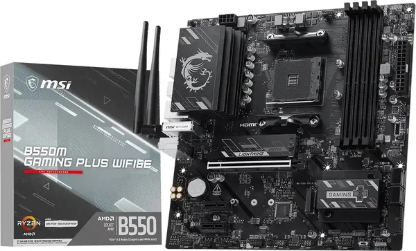 Материнская плата MSI B550M GAMING PLUS WIFI6E, AM4, (HDMI, DP), 4xDDR IV, mATX