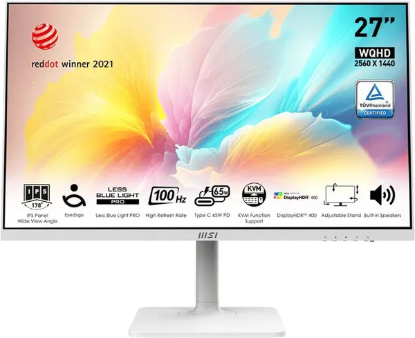 Монитор 27" MSI Modern MD272QXPW, 2560x1440, IPS, 100Hz, Speakers (HDMI, DP, USB Type-C)