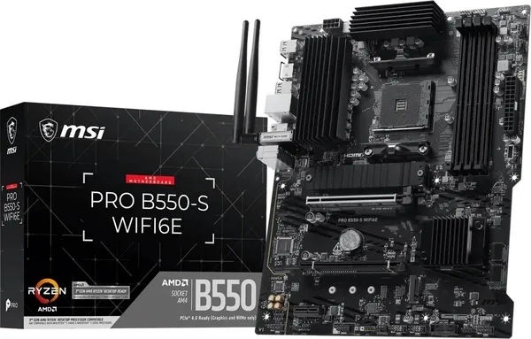 Материнская плата MSI PRO B550-S WIFI6E, AM4, (HDMI), 4xDDR IV, ATX