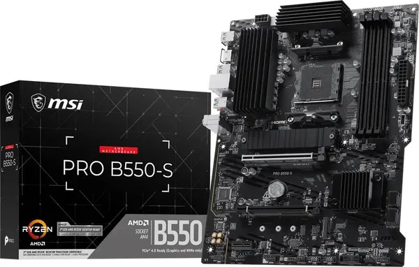 Материнская плата MSI PRO B550-S, AM4, (HDMI), 4xDDR IV, ATX