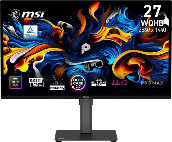 Монитор 27" MSI Pro Max 271QPX14G, 2560x1440 OLED, 144Hz, Speakers (2xHDMI, DP) (9S6-3PF89A-021)