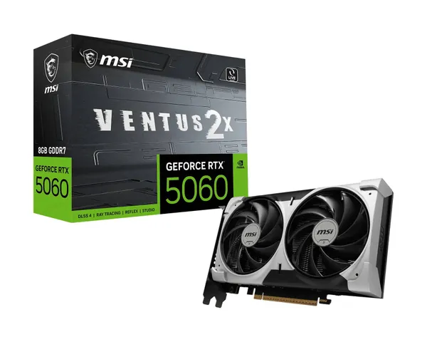 Видеокарта GeForce RTX 5060, 8Gb GDDR7 128bit, MSI RTX 5060 8G VENTUS 2X V1, RTL
