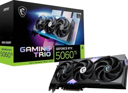 Видеокарта GeForce RTX 5060 Ti, 8Gb GDDR7 128bit, MSI RTX 5060 Ti 8G GAMING TRIO, RTL