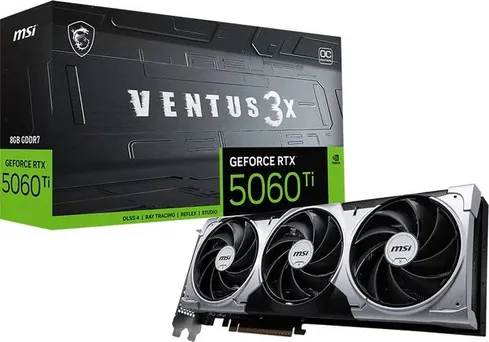 Видеокарта GeForce RTX 5060 Ti, 8Gb GDDR7 128bit, MSI RTX 5060 Ti 8G VENTUS 3X OC, RTL