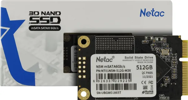 512Gb SSD Netac N5M NT01N5M-512G-M3X, (540/490), mSATA