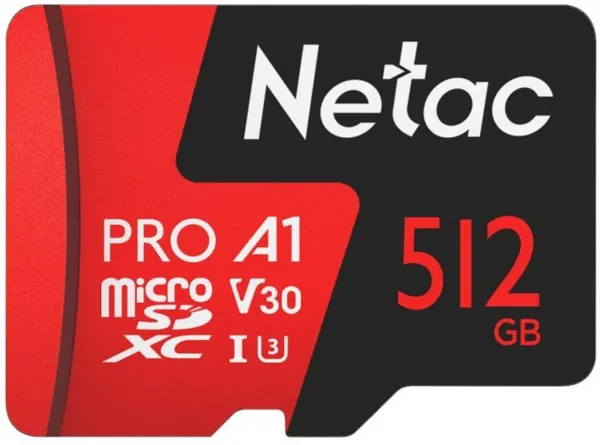 Карта памяти 512Gb Netac P500 Extreme Pro NT02P500PRO-512G-S, SD Micro, SDXC Class 10, UHS-I U3