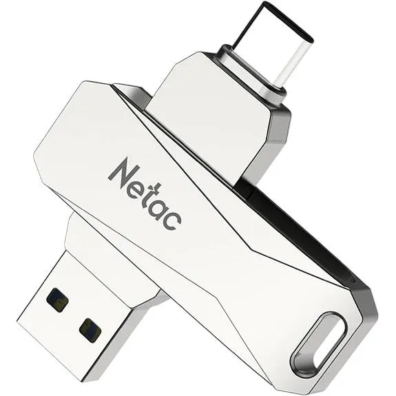 64Gb Netac U782C NT03U782C-064G-32PN, USB3.2 + USB Type-C, Silver