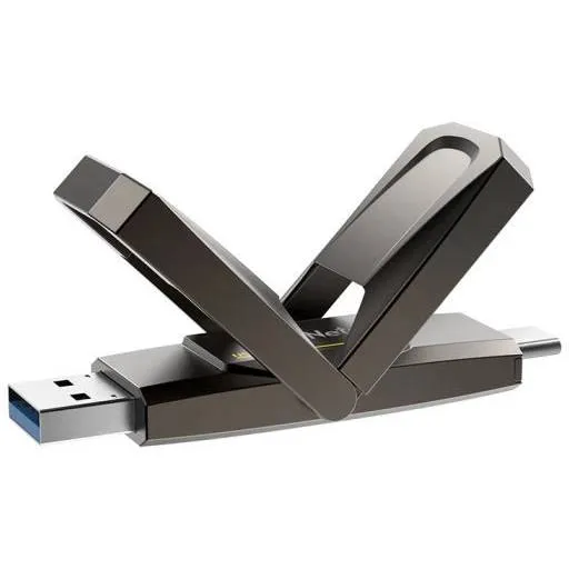 128Gb Netac US5 NT03US5C-128G-32TA, USB3.2 + USB Type-C, Silver/Black