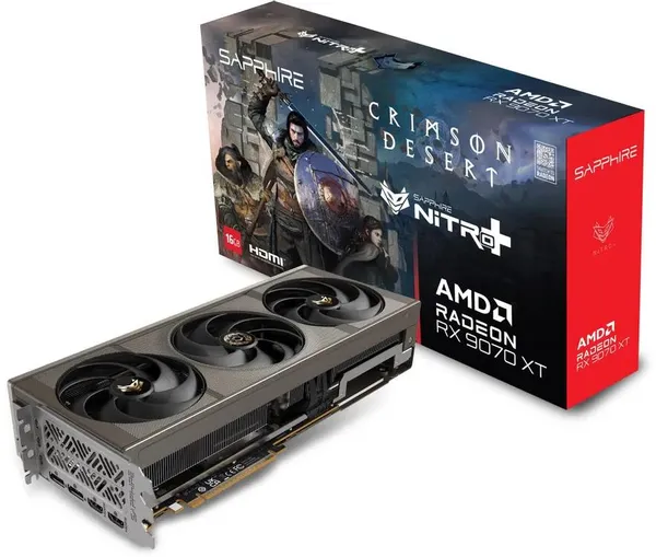 Видеокарта Radeon RX 9070 XT, 16GB GDDR6 256b, Sapphire RX 9070 XT NITRO+ CRIMSON DESERT EDITION GAMING OC 16G 11348-10-20G, RTL
