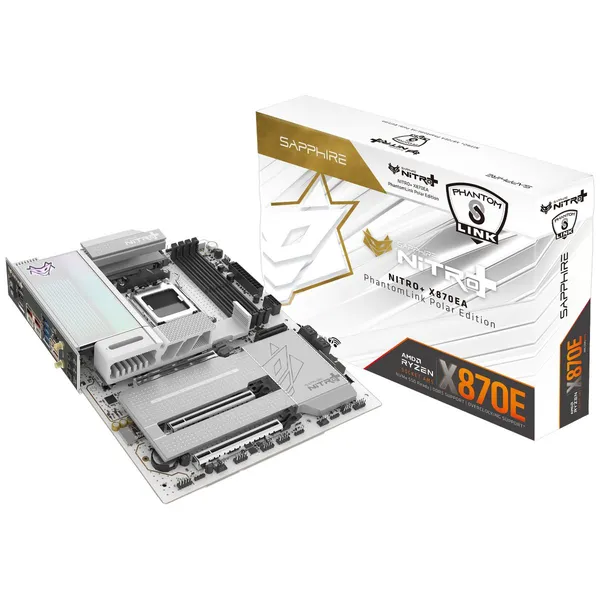 Материнская плата Sapphire X870EA NITRO+ PHANTOMLINK POLAR EDITION, AM5, (HDMI), 4xDDR V, ATX
