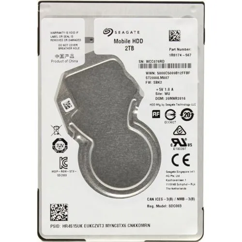 2000Gb Seagate Mobile ST2000LM007, 2.5", SATA II, 5400rpm, 128Mb