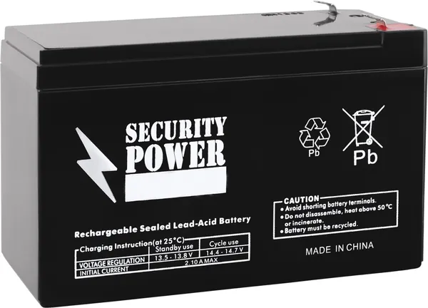 12V / 9Ah, аккумулятор для UPS, Security Power SP 12-9 (F1)