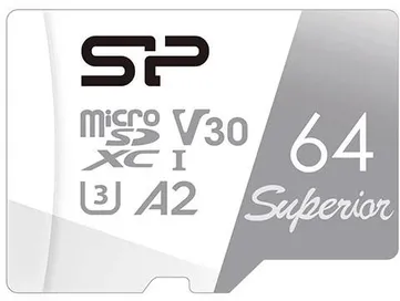 Карта памяти 64Gb Silicon Power Superior SP064GBSTXDA2V20, SD Micro, SDXC Class 10, UHS-I U3