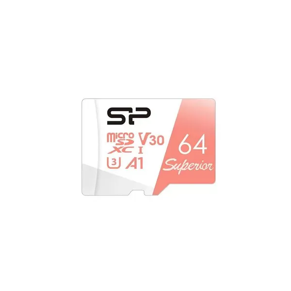Карта памяти 64Gb Silicon Power Superior SP064GBSTXDV3V20, SD Micro, SDXC Class 10, UHS-I U3