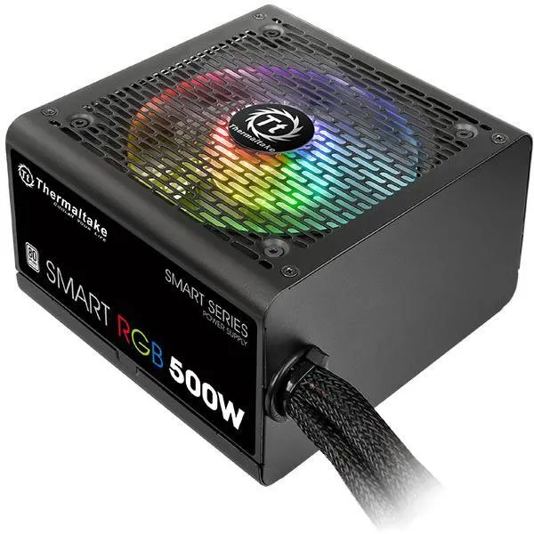 Блок питания 500Вт, Thermaltake Smart RGB 500 SPR-500AH2NK-2 (PS-SPR-0500NHSAWE-1), 80 Plus, APFC, ATX