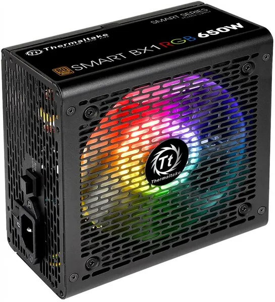 Блок питания 650Вт, Thermaltake Smart BX1 RGB SP-650AH2NKB-2 (PS-SPR-0650NHSABE-1), 80 Plus Bronze, APFC, ATX