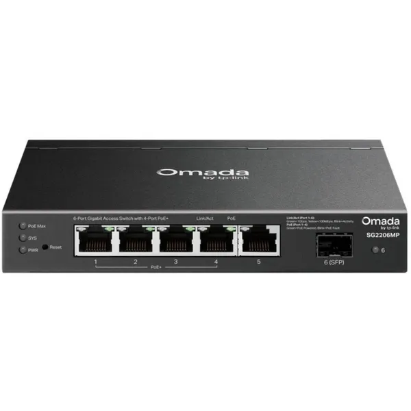 Коммутатор TP-Link SG2206MP, 5xLAN 1Gbps, 1xSFP, PoE