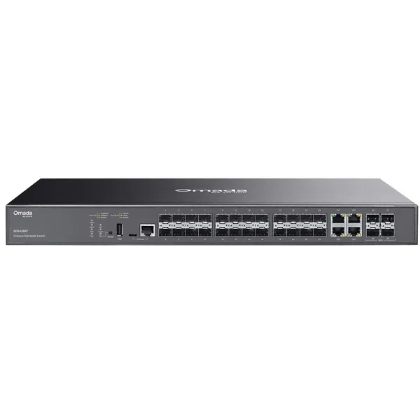 Коммутатор TP-Link SG5428XF, 4xLAN 1Gbps, 20xSFP 1Gbps, 4xSFP+ 10Gbps