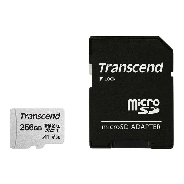Карта памяти 256Gb Transcend 300S TS256GUSD300S-A, SD Micro, SDXC, Class10, UHS-I U3 + адаптер