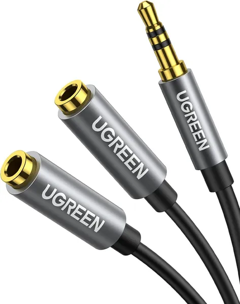 Кабель разветвитель Jack3.5 (M) - 2xJack3.5 (F), Ugreen AV123 10532, 0.5м, Black