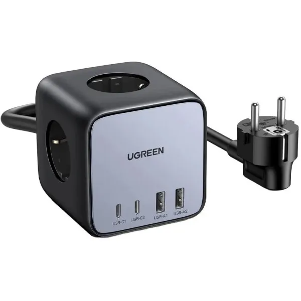 Удлинитель с СЗУ 1.8м 3 розетки Ugreen CD268 60113, 2xUSB Type-A, 2xUSB Type-C