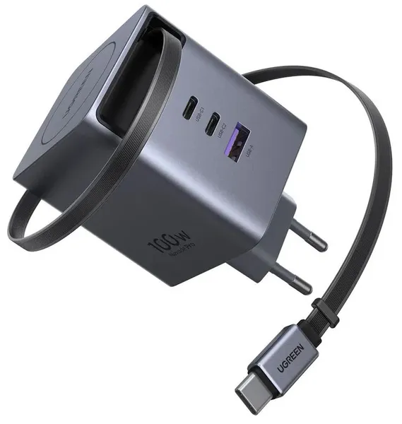 СЗУ Ugreen X616 65828, Gray, USB Type-A, 2xUSB Type-C, 100W