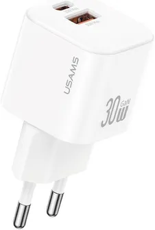 Сетевое зарядное устройство Usams CC263 30W GaN, белый (CC263TC02)