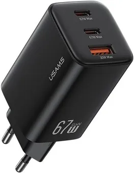 Сетевое зарядное устройство USAMS CC265 67W GaN, черный (CC265TC01)