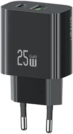 Сетевое зарядное устройство USAMS T65 CC315, 25W, черный (CC315TC01)